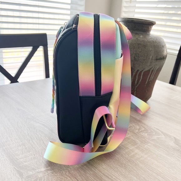 Betsey Johnson pastel rainbow quilted heart backpack - Black multicolor - Picture 5 of 9